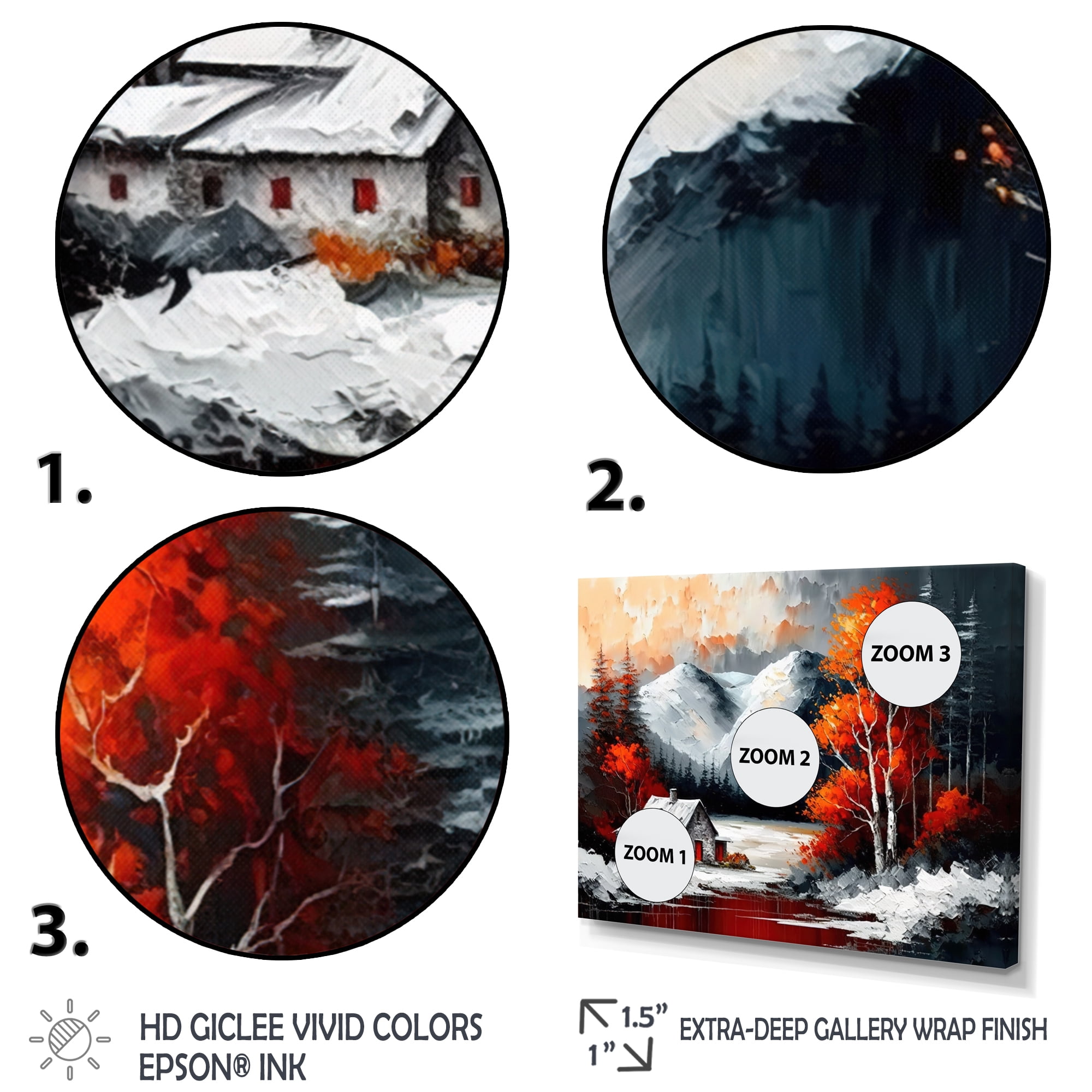 Designart Cabin In The Woods In Winter V Canvas Wall Art