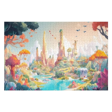 Puzzles for Adults 300 Pieces - Whimsical Colorful Fantasy Landscape With Magical Creatures Enchanting Scenery Funny Challenging Puzzle Perfect for Game Nights