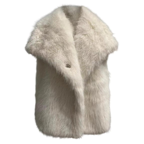 Solid-Color Collared Vest Jacket for Girls, Suitable for Daily Wear, Vacations, and Travel, Material, Fashionable Choice for Women,S,White