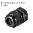 thumbnail image 2 of PG16 Cable Gland 2 Holes Waterproof IP68 Nylon Joint Adjustable Locknut for 4.3-6.1mm Dia, 2 of 4