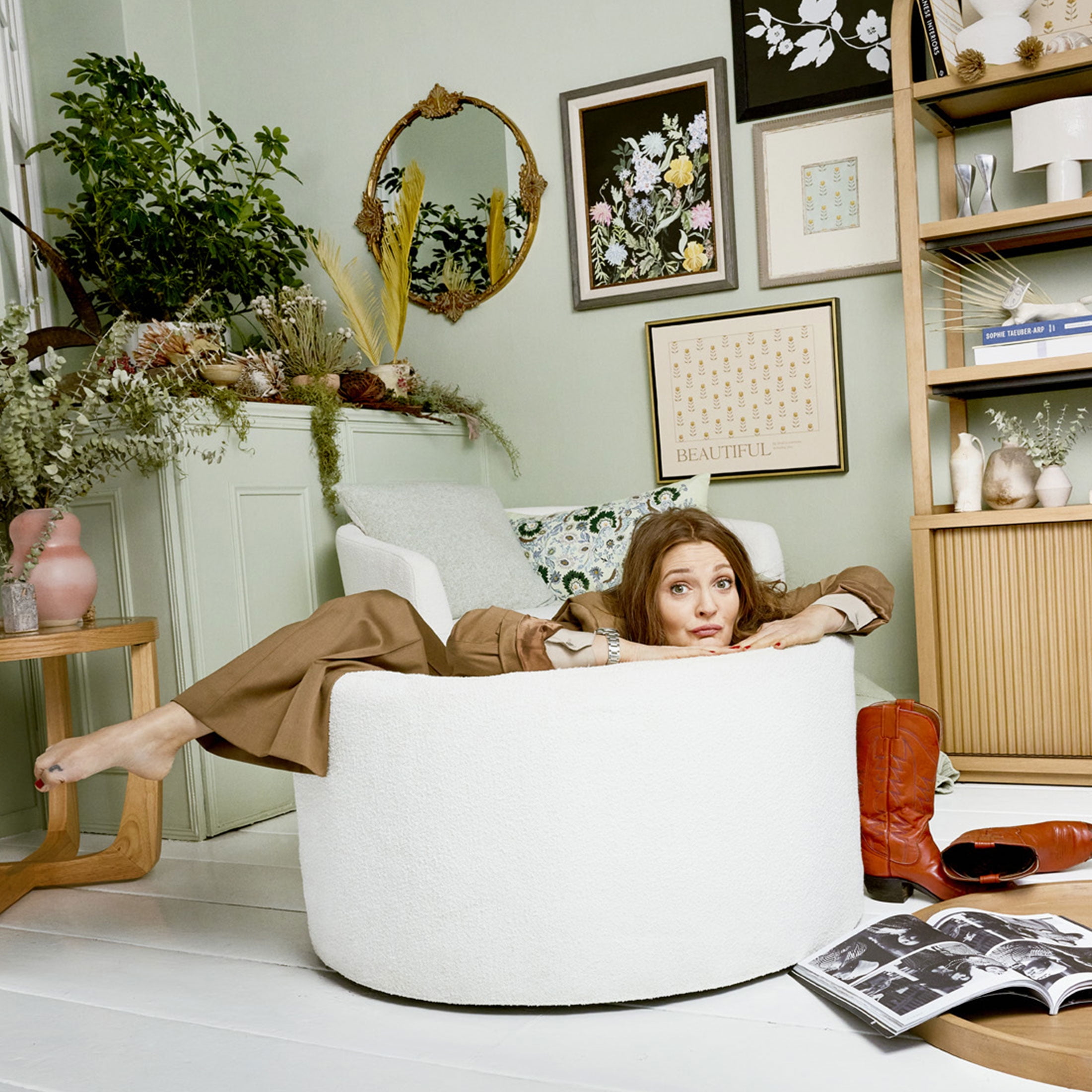 Drew Barrymore Cream Stowaway Coffee Table with Storage
