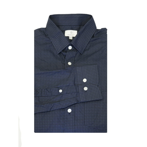 Gant Diamond G Men's Fitted Linear Print Concealed Button Down Collar Shirt (363095), Teal Blue, Medium