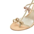 thumbnail image 4 of FSJ Women Sexy Bows Rhinestone Open Toe Sandals Strappy Stiletto High Heels Ankle Buckle Backless Wedding Party Dress Shoes Size 16 Peachpuff, 4 of 5