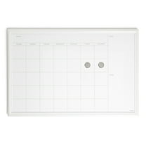 U Brands 30 x 20 in. Magnetic Dry Erase Calendar Whiteboard, White Wood Style Frame