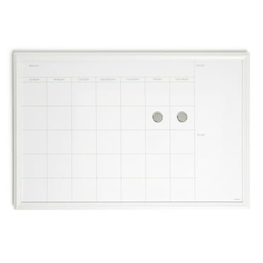 U Brands 30 x 20 in. Magnetic Dry Erase Calendar Whiteboard, White Wood Style Frame