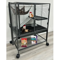 Mcage Deluxe 2-Story Metal Small Animal Critter Rolling Cage Large Durable Front Door for Guinea Pig, Ferret, Rabbit, Mouse, Rat with Removable Tray, Water Bottle & More
