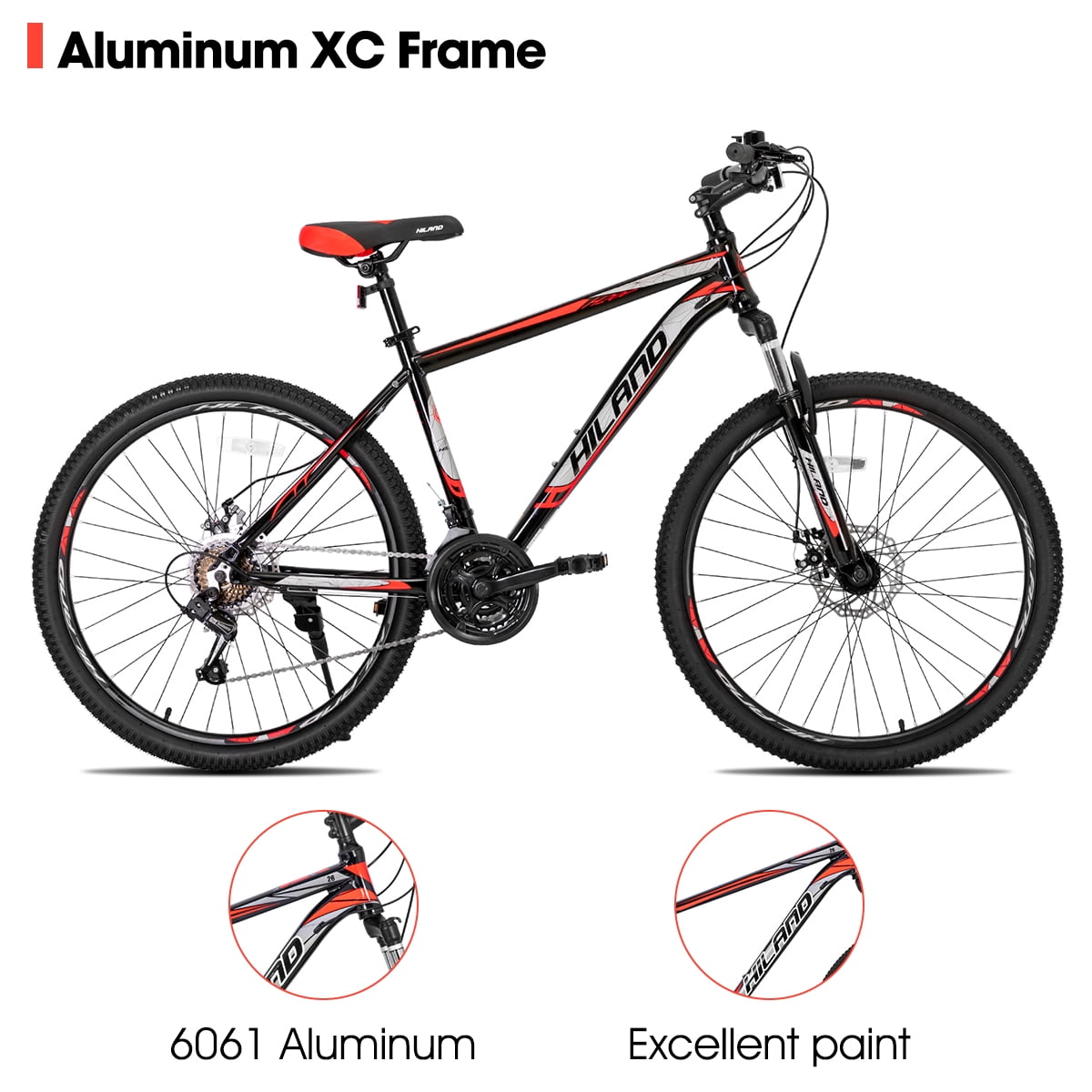 Hiland Mountain Bike, Multi-Spokes,Shimano 21 Speeds Drivetrain,Aluminum Frame 26 inch Wheels, Men's MTB Bicycle, Black