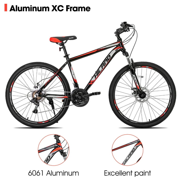 HILAND, Mountain Bike, Aluminum Frame, 26 inch Wheels, Black