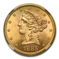 thumbnail image 2 of 1885-S $5 Liberty Gold Half Eagle MS-64+ NGC CAC, 2 of 3