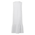 thumbnail image 4 of Women's Button Down Sleeveless Cotton Linen Beach Dress with Pocket Tank Shirt Mid Long Dress Loose Sundress, 4 of 5
