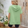 thumbnail image 5 of SWSMCLT Women's Short Sleeve Shirt Elasthane Hoodies Cozy Hooded Date Crew Neck Billowy Holiday Light Pull Over Kangaroo Pocket Green Small, 5 of 5