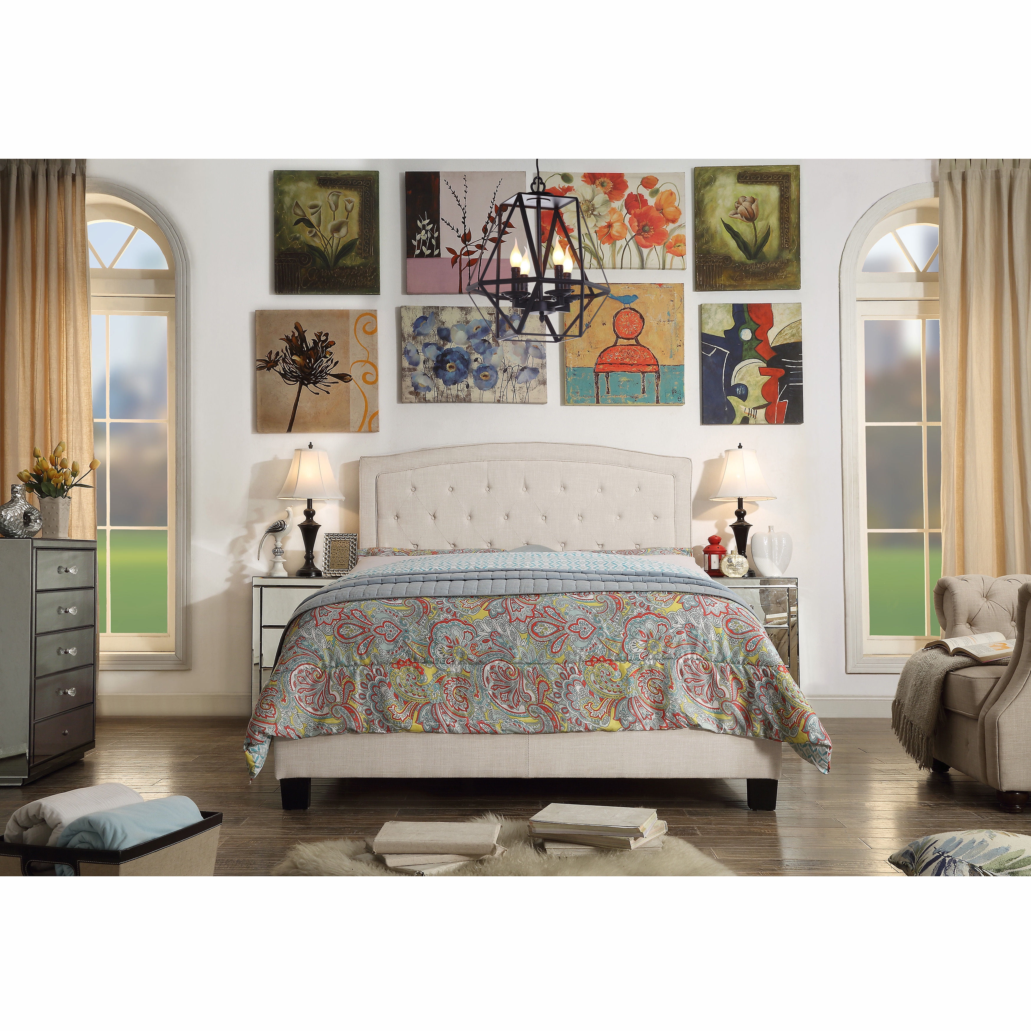 Mulhouse Furniture Gabriel Upholstered Panel Bed Com