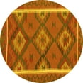 thumbnail image 1 of Ahgly Company Machine Washable Indoor Round Oriental Yellow Traditional Area Rugs, 4' Round, 1 of 4