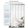 thumbnail image 2 of No Hook Cloth Fabric Shower Curtain with Snap in Liner, Flowers Leaves Waterproof Shower Curtains Set with See Through Top Window, Summer Tropical Palm Plants Birds Animals Bath Curtains 66"x72", 2 of 6