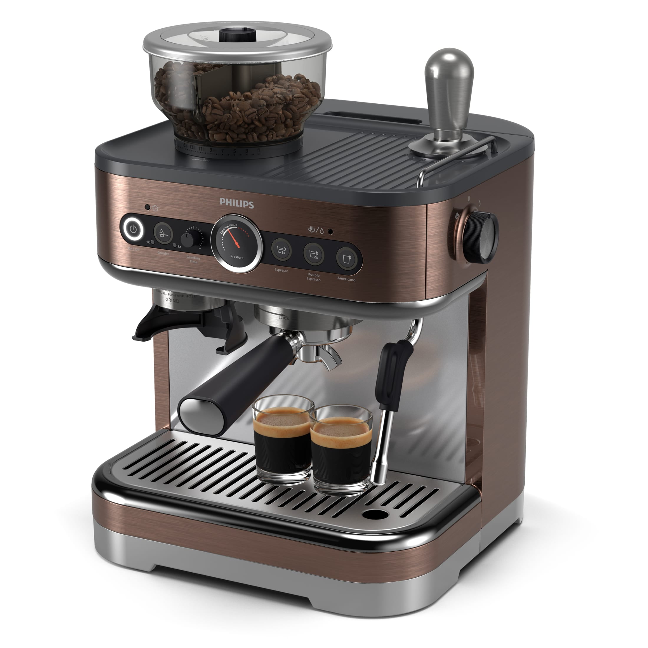 Philips Barista Brew Semi-Automatic Espresso Machine with Milk Frother, Silver Metal