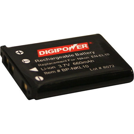 Digipower BP-NKL10 Replacement Li-Ion Battery for Nikon EN-EL10, Compatible with Nikon CoolPix S200, S500, S510, S700, P50, S210, S520, S600, S60