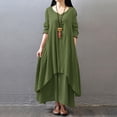 thumbnail image 1 of Robe Décontractée Ample pour Femme, Unie, à Manches Longues, Boho, Longue, Maxi, 1 of 7