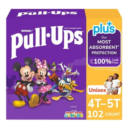 Huggies Pull-Ups Plus Training Pants, Unisex, 4T-5T (102 Count)