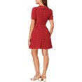 thumbnail image 3 of Unique Bargains Women's Heart Print Puff Sleeve Peter Pan Collar A Line Mini Dress XS Wine Red, 3 of 7