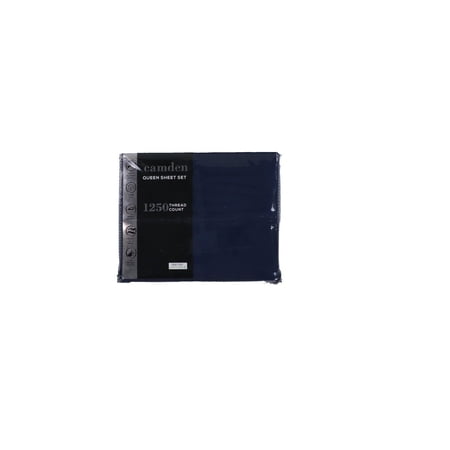 AQ Textiles Bed Sheet Set Camden 1250 Thread Count 4 pc Navy Queen Sheets New