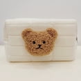 thumbnail image 1 of Estuche para lápices de costura con esponja de franela con oso bordado, bolsa de almacenamiento de papelería para bebés y jardín de infantes, bolsa de cosméticos, 1 of 1
