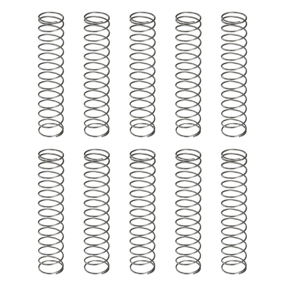 Uxcell 10 Pack Compression Spring, 10mm OD, 0.6mm Wire Size, 50mm Free Length, Spring Steel Construction Extended Mechanical Compression Springs for Shop and Home Repairs, Silver Tone