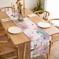 thumbnail image 3 of Table Runner 120 Inches Long for Kitchen Dining, Bunny Easter Dresser Scarf Farmhouse, Dining Table Decorations for Wedding/Parties, Pink Eggs Plaid Spring Floral Farmhouse 13 x 120 In, 3 of 8
