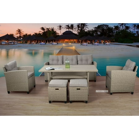 6-Pieces Outdoor Patio Wicker Sofa Dining Set | Walmart Canada