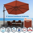 thumbnail image 2 of SUNNYOUTDOOR 11' Deluxe Cantilever Umbrella LED Lighted Umbrella Sunbrella Cover Patio Umbrella Garden Outdoor (Henna), 2 of 6