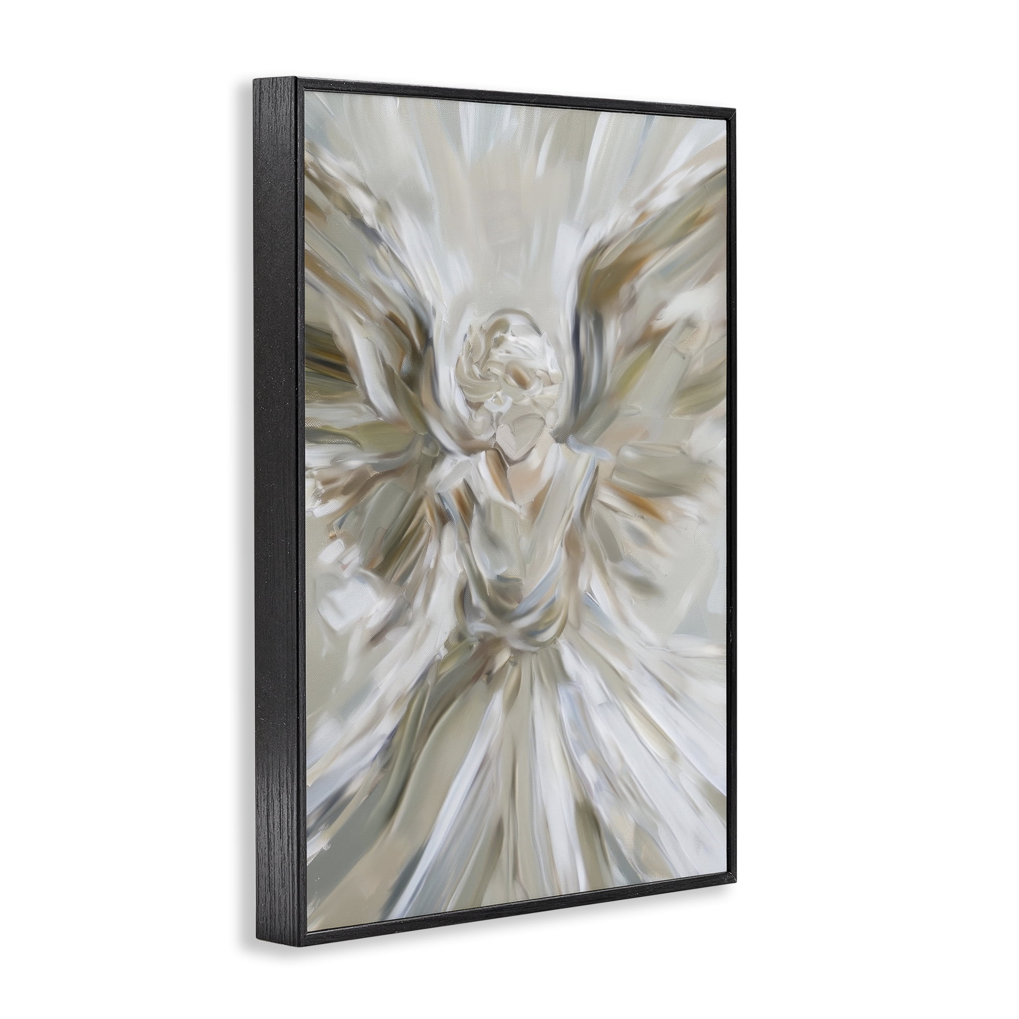 Stupell Industries Serene Angel with Flowing Wings Black Framed Giclee Art, design by Petal Prints Design