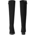 thumbnail image 5 of BLISSFUL STEP Women's Boots Faux Suede Knee High Chunky Heel Round Toe Zipper Boots Black 6, 5 of 6