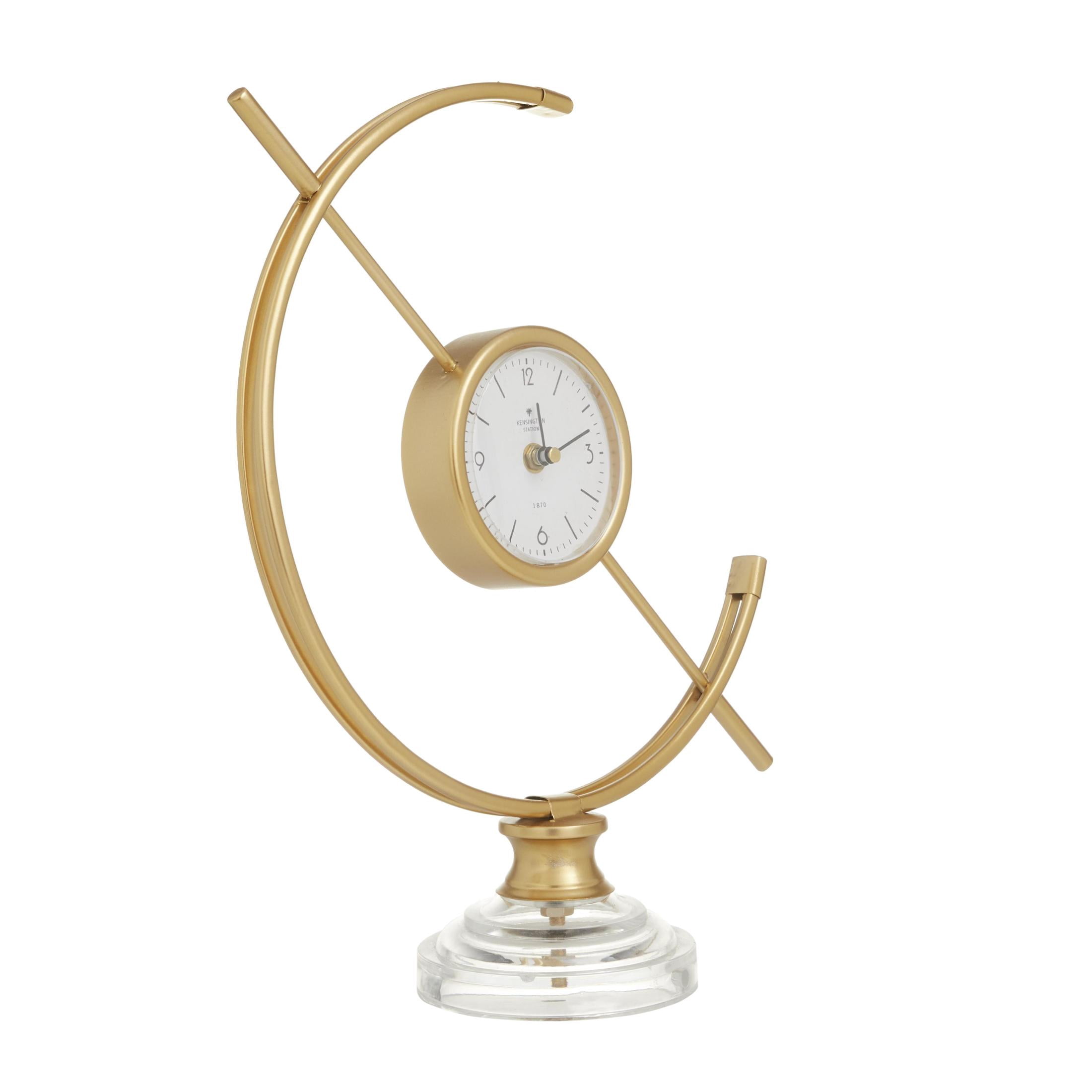 DecMode 16" Gold Metal Clock with Acrylic Base