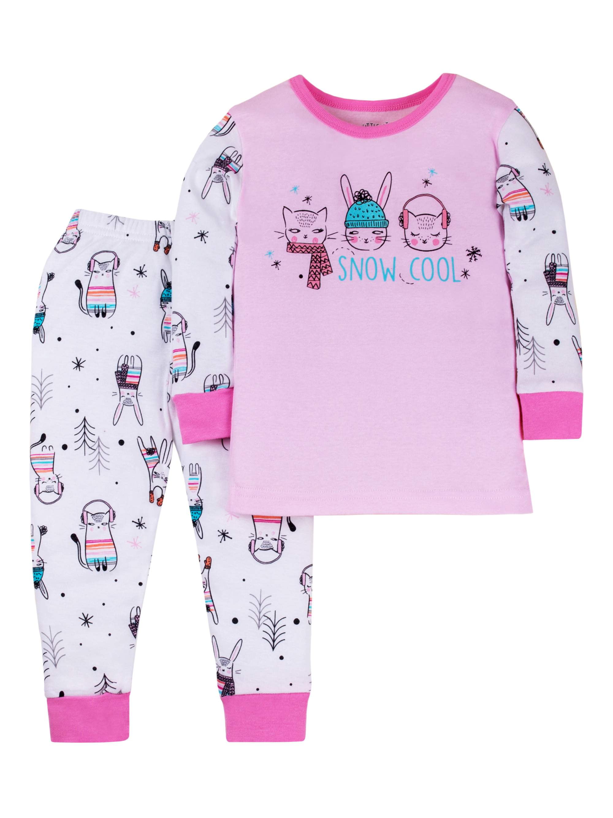 Cotton Long Sleeve Tight Fit Pajamas, 2pc Set (Baby Girls & Toddler ...