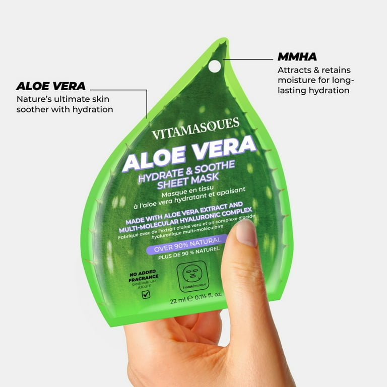 Vitamasques Aloe Vera Face Sheet Mask, Hydrating + Soothing, 1 Count -  Walmart.com