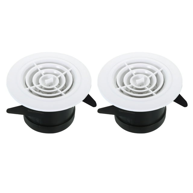 Unique Bargains 3 Inch Round Air Vent 2pcs Adjustable Ceiling Diffuser Grill Cover ABS Louver Soffit Vent with Screen