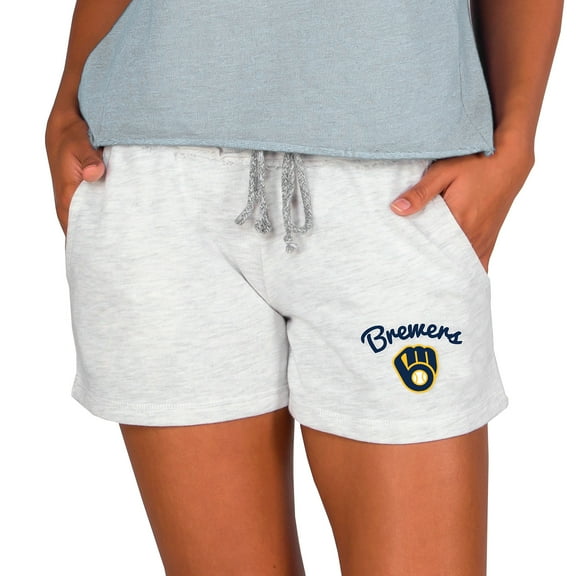 Women's Concepts Sport Ash Milwaukee Brewers Mainstream French Terry Tri-Blend Shorts