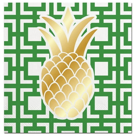 Slant Collections Pineapple Foil Beverage Napkins 20 Count