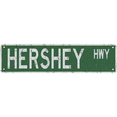 Metal Sign Hershey HWY Vintage Signs Retro Tin Signs Plaque Aluminum Street Sign for Bedroom Kitchen Garden Wall Pub Club Coffee Hanging Sign Decor 4X16 Inches