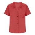 thumbnail image 5 of Tumotour Summer Linen Shirts For Women'S Short Sleeve Button Down Shirts With Turndown Collar V-Neck Office Work Shirt Going Out Tops, 5 of 6