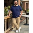 thumbnail image 4 of DARING DIVA Men's Contrast Collar Short Sleeves Breathable Polo Shirts 2XL Dark Blue, 4 of 6