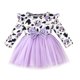 thumbnail image 1 of Odeerbi Niñas Vaca Imprimir Tul Vestido Ruffle Manga Larga Cuello Redondo Patchwork Malla Vestido, 1 of 4