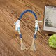 thumbnail image 2 of Guirnalda de cuentas de madera natural con borla de yute, decoración rústica de cuentas de madera, Navidad Azul, 2 of 7