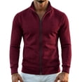 thumbnail image 7 of WIZUTIZ Men's Solid Color Zip Up Hoodless Sweatshirt Jacket Long Sleeve Warm Pocket Outerwear For Winter Daily, 7 of 7
