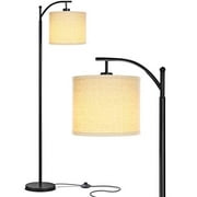 Brightech Montage - Bedroom & Living Room Floor Lamp - Reading Standing Light With Arc Hanging Shade - Indoor, Tall Pole Lamp For Office - Suits Mid Century Modern & Farmhouse - With Led Bulb - Black