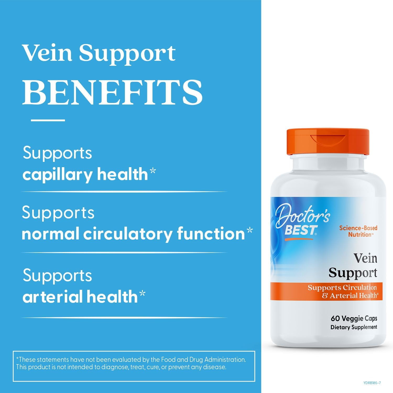Doctors Best Vein Support, Supports Circulation & Arterial Health, Non-GMO, Gluten Free, Soy Free, Vegan 60 Veggie Caps