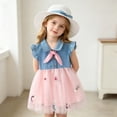 thumbnail image 5 of HAOTAGS Girls Casual Dresses Size 12M,Floral Prints Summer Lightweight Summer Cute Kids Denim Dress Pink, 5 of 8