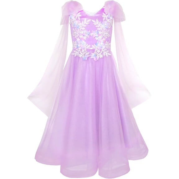 Flower Girls Dress Purple Sleeveless Mantillas Wedding Bridesmaid 7