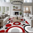 thumbnail image 3 of Red Black Area Rugs 5x7 ft Abstract Red Black White Circles Grey Texture Washable Rug Non Slip Indoor Carpet Absorbent Floor Mat for Living Room Bedroom Dining Room, 3 of 9