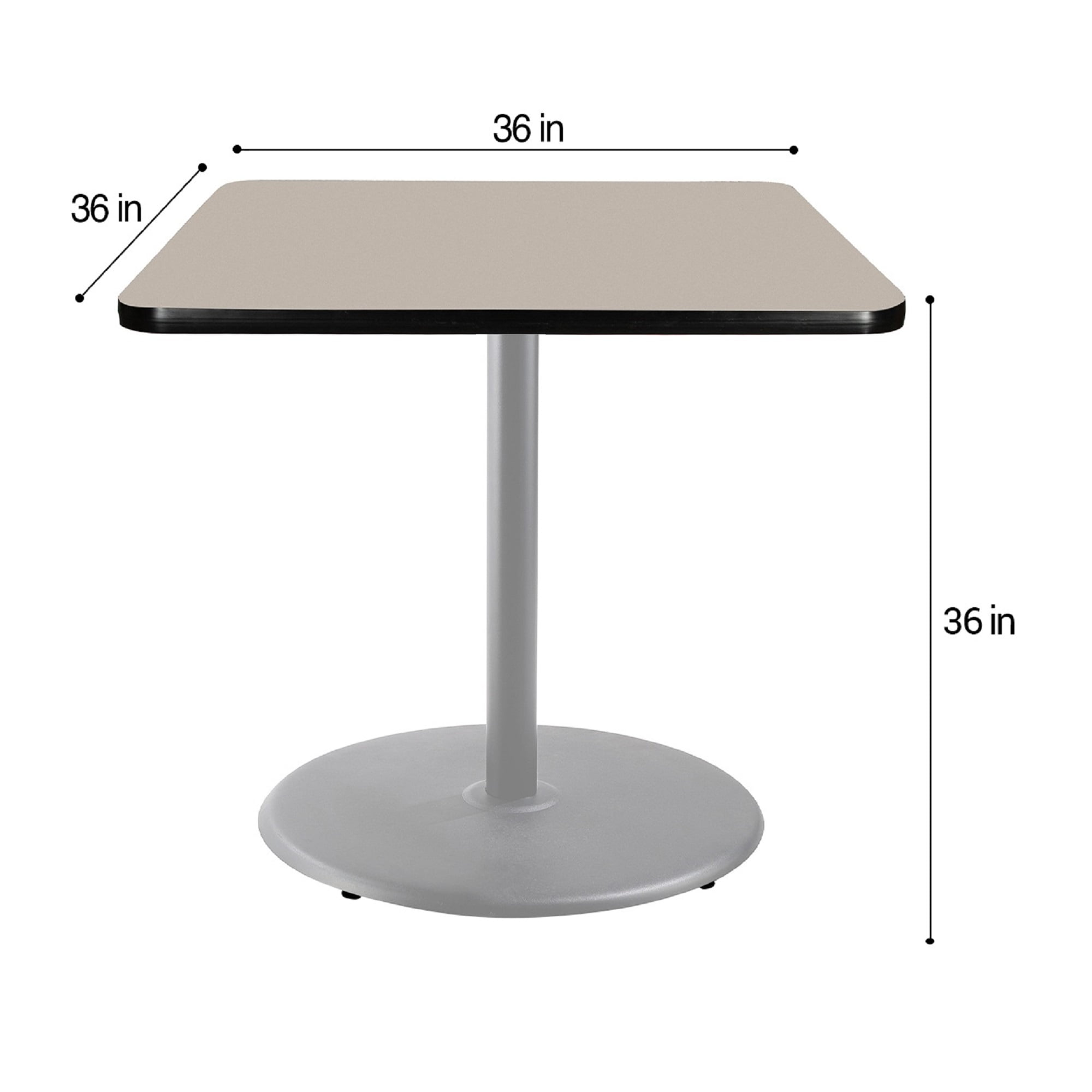Hampden Furnishings Bennet Collection Steel Frame 36" Square Top, Round Base, 36" Height, Cafe Table Grey Frame/Grey Nebula Top