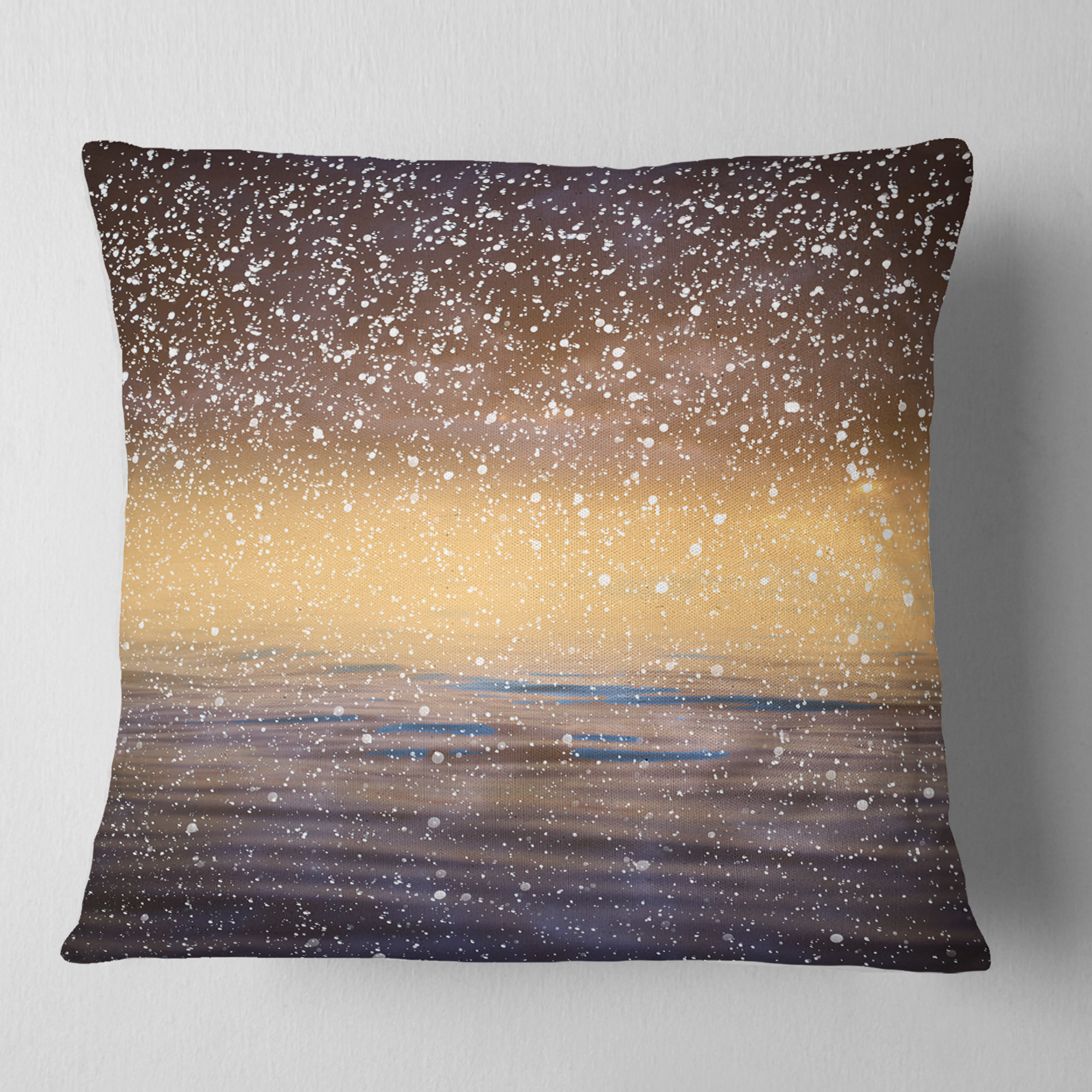 Designart Brown Sky Reflection in Lake - Skyline Photography Throw Pillow - 18x18
